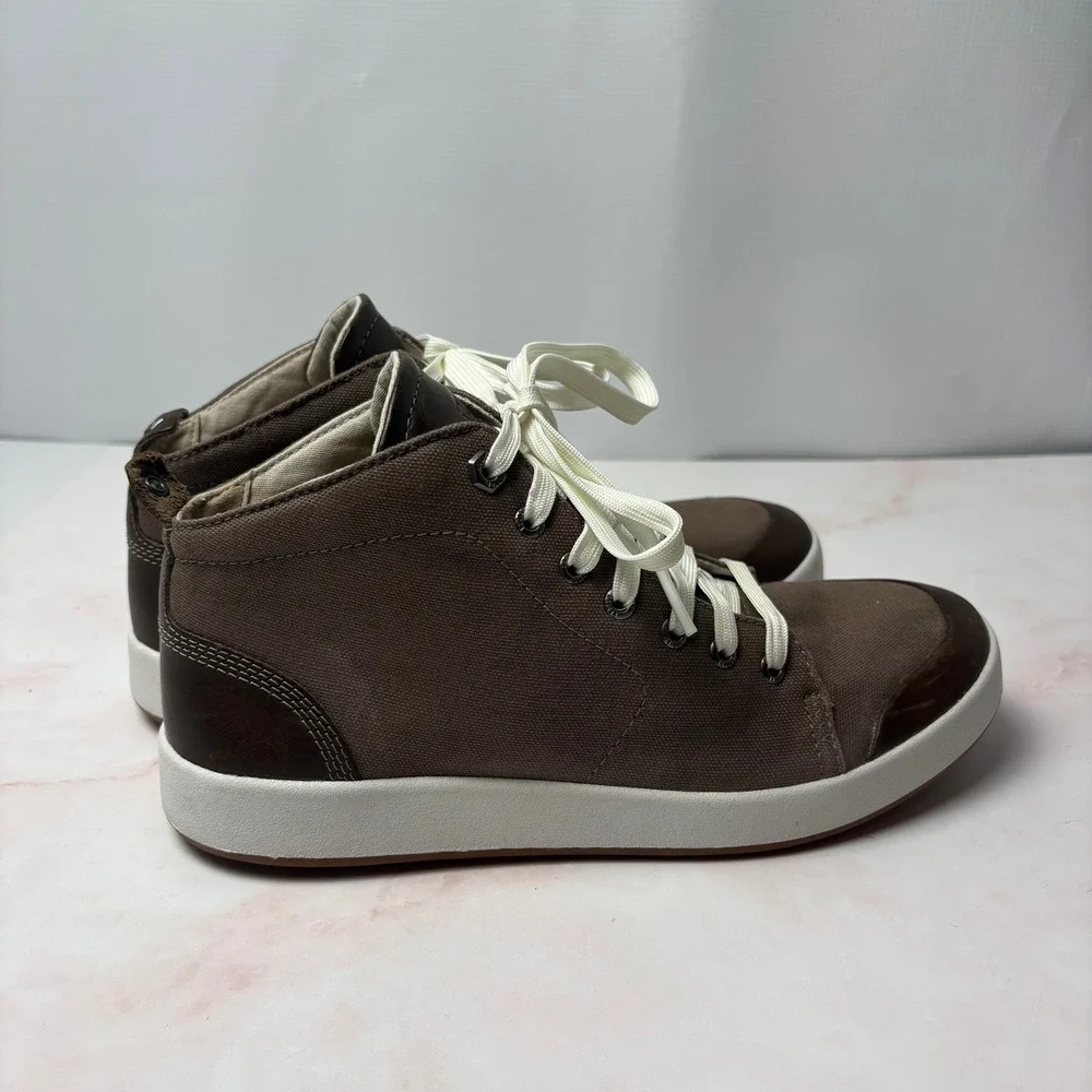 Kodiak Brown Canvas Leather Mid Top Sneakers Mens 9 Womens 10.5 KD0A4NLDA62